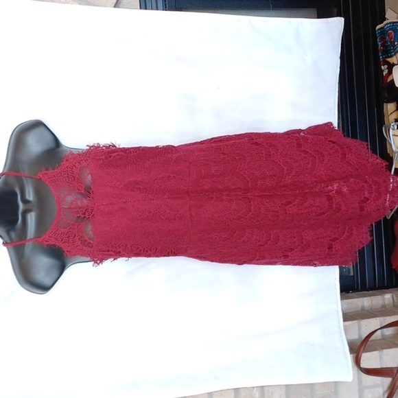Intimately Free People She Got It Burgundy Lace Dress - Picture 1 of 8
